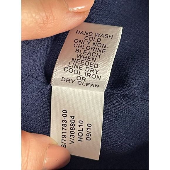 BANANA REPUBLIC | WOMENS SILK SLEEVELESS COCKTAIL DRESS PLEATED NAVY BLUE 6 Tall - Picture 9 of 9